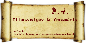 Miloszavlyevits Annamária névjegykártya